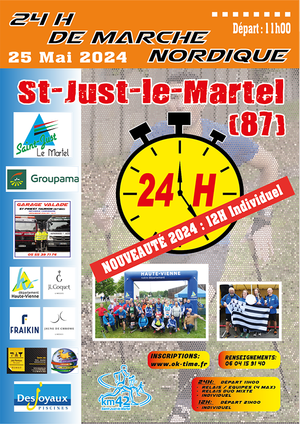 24h de marche nordique de Saint-Just le Martel 25 Mai 2024